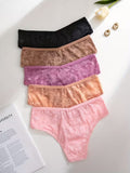 5-Pack Women's Sheer Semi- Underwear - Sexy Low-Rise Briefs - Large