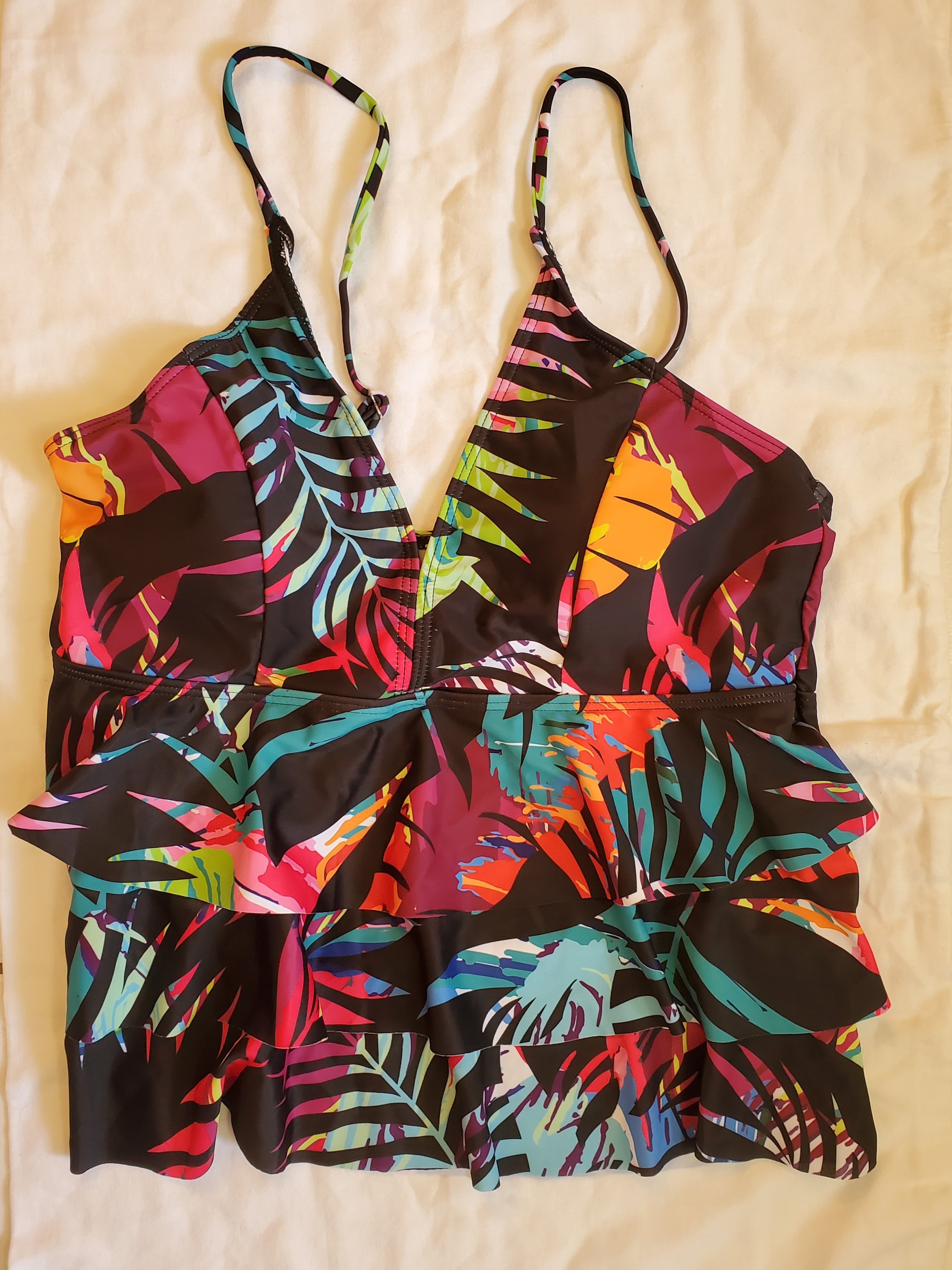 2 - Piece Tiered Layered Tropical Women's Bikini Swimsuit - Large