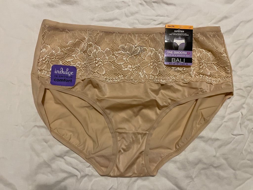 Bali Women's One Smooth U Comfort Indulgence Satin with Lace Hipster Panty - L/7
