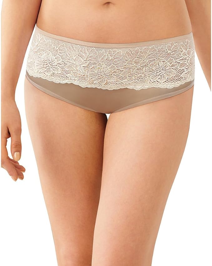 Bali Women's One Smooth U Comfort Indulgence Satin with Lace Hipster Panty - L/7